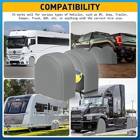 K-Musculo RV Tire Covers 2-Pack, Waterproof Wheel Covers for RV Wheel Travel Trailer Camper Truck SUV