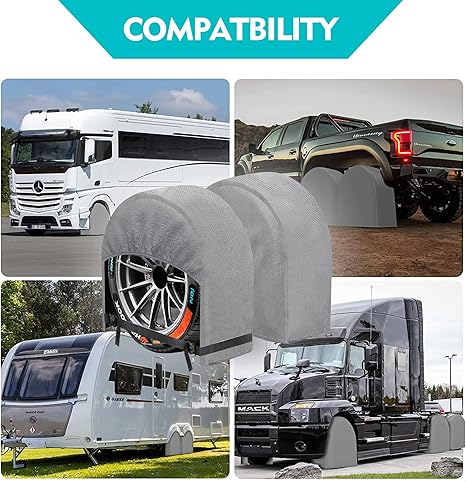 K-Musculo RV Tire Covers 2-Pack, 5 Layer Nonwoven Waterproof Wheel Covers for RV Wheel Travel Trailer Camper Truck SUV