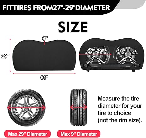 K-Musculo RV Tire Covers, Dual Axle Wheel Cover Heavy-Duty Leather, 2 Pack RV Wheel Cover，Tires Double Buckles, Suitable for, RV, Truck, Trailer, Universal for All Seasons.