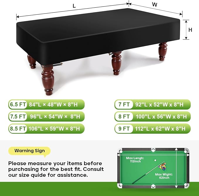 K-Musculo Pool Table Cover, 420D Billiard Table Cover, Waterproof and Tearproof,6.5/7/7.5/8/8.5/9 FT