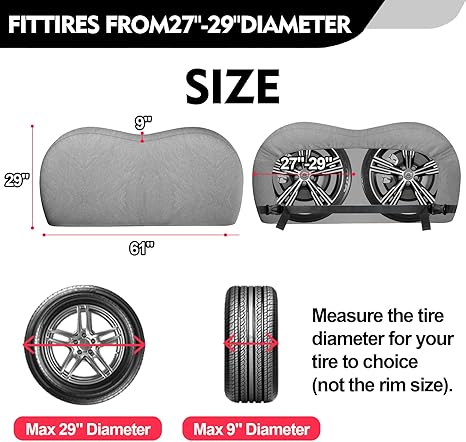 K-Musculo RV Tire Covers, Dual Axle Wheel Cover Heavy-Duty Leather, 2 Pack RV Wheel Cover，Tires Double Buckles, Suitable for, RV, Truck, Trailer, Universal for All Seasons.