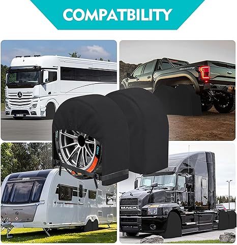 K-Musculo RV Tire Covers 2-Pack, 5 Layer Nonwoven Waterproof Wheel Covers for RV Wheel Travel Trailer Camper Truck SUV